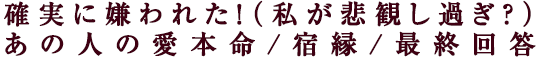 確実に嫌われた！（私が悲観し過ぎ？）あの人の愛本命/宿縁/最終回答