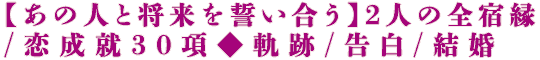 【あの人と将来を誓い合う】2人の全宿縁/恋成就30項◆軌跡/告白/結婚