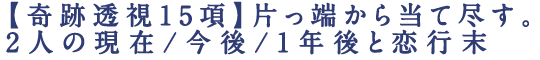 【奇跡透視15項】片っ端から当て尽す。2人の現在/今後/1年後と恋行末