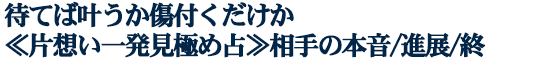 待てば叶うか傷付くだけか≪片想い一発見極め占≫相手の本音/進展/終