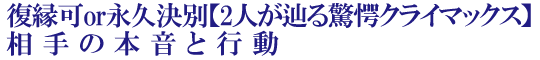 復縁可or永久決別【2人が辿る驚愕クライマックス】相手の本音と行動