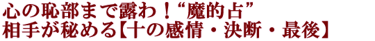 心の恥部まで露わ！“魔的占”相手が秘める【十の感情・決断・最後】
