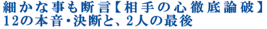 細かな事も断言【相手の心徹底論破】12の本音・決断と、2人の最後