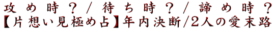 攻め時？/待ち時？/諦め時？【片想い見極め占】年内決断/2人の愛末路