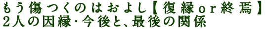 もう傷つくのはおよし【復縁or終焉】2人の因縁・今後と、最後の関係