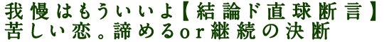 我慢はもういいよ【結論ド直球断言】苦しい恋。諦めるor継続の決断