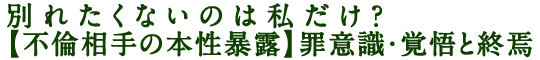 別れたくないのは私だけ？【不倫相手の本性暴露】罪意識・覚悟と終焉