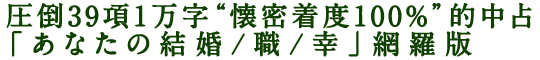 圧倒39項1万字“懐密着度100％”的中占「あなたの結婚/職/幸」網羅版