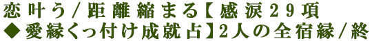 恋叶う/距離縮まる【感涙29項◆愛縁くっ付け成就占】2人の全宿縁/終