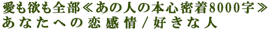 愛も欲も全部≪あの人の本心密着8000字≫あなたへの恋感情/好きな人