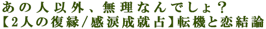 あの人以外、無理なんでしょ？【2人の復縁/感涙成就占】転機と恋結論
