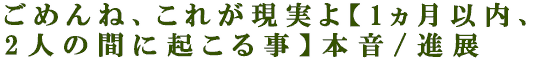 ごめんね、これが現実よ【1ヵ月以内、2人の間に起こる事】本音/進展