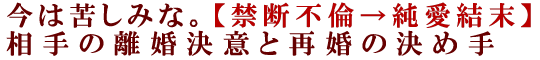 今は苦しみな。【禁断不倫→純愛結末】相手の離婚決意と再婚の決め手