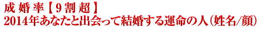成婚率【9割超】2014年あなたと出会って結婚する運命の人（姓名/顔）
