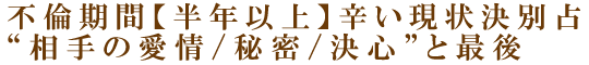 不倫期間【半年以上】辛い現状決別占“相手の愛情/秘密/決心”と最後