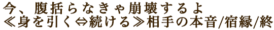 今、腹括らなきゃ崩壊するよ≪身を引く⇔続ける≫相手の本音/宿縁/終