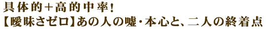 具体的＋高的中率！【曖昧さゼロ】あの人の嘘・本心と、二人の終着点