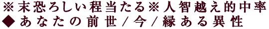 ※末恐ろしい程当たる※人智越え的中率◆あなたの前世/今/縁ある異性