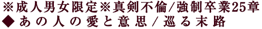 ※成人男女限定※真剣不倫/強制卒業25章◆あの人の愛と意思/巡る末路