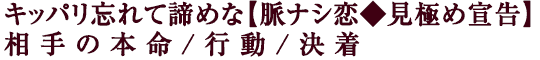 キッパリ忘れて諦めな【脈ナシ恋◆見極め宣告】相手の本命/行動/決着