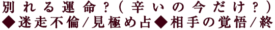別れる運命？（辛いの今だけ？）◆迷走不倫/見極め占◆相手の覚悟/終