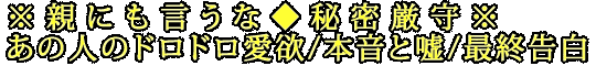 ※親にも言うな◆秘密厳守※あの人のドロドロ愛欲/本音と嘘/最終告白