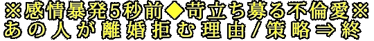 ※感情暴発5秒前◆苛立ち募る不倫愛※あの人が離婚拒む理由/策略⇒終
