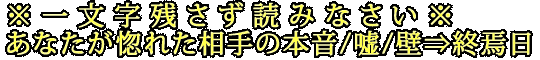 ※一文字残さず読みなさい※あなたが惚れた相手の本音/嘘/壁⇒終焉日