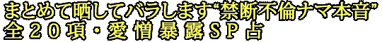 まとめて晒してバラします“禁断不倫ナマ本音”全20項・愛憎暴露SP占