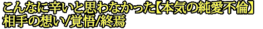 こんなに辛いと思わなかった【本気の純愛不倫】相手の想い/覚悟/終焉