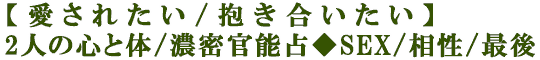 【愛されたい/抱き合いたい】2人の心と体/濃密官能占◆SEX/相性/最後