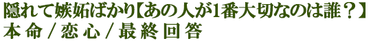 隠れて嫉妬ばかり【あの人が1番大切なのは誰？】本命/恋心/最終回答