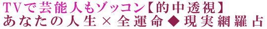 TVで芸能人もゾッコン【的中透視】あなたの人生×全運命◆現実網羅占
