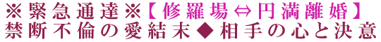 ※緊急通達※【修羅場⇔円満離婚】禁断不倫の愛結末◆相手の心と決意