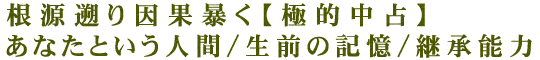 根源遡り因果暴く【極的中占】あなたという人間/生前の記憶/継承能力