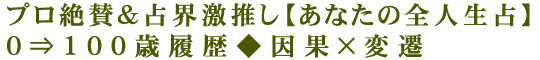 プロ絶賛＆占界激推し【あなたの全人生占】0⇒100歳履歴◆因果×変遷