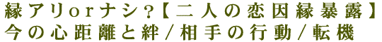 縁アリorナシ？【二人の恋因縁暴露】今の心距離と絆/相手の行動/転機