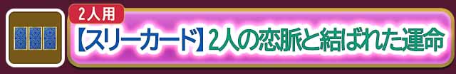 恋の相性
【スリーカード】
2人の恋脈と結ばれた運命
無料で鑑定