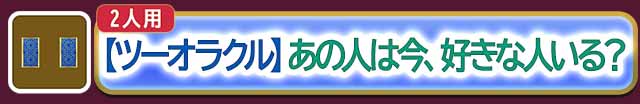 恋愛
【ツーオラクル】
あの人は今、好きな人いる？
無料で鑑定