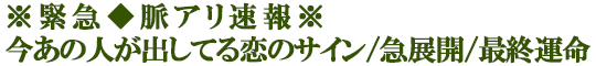※緊急◆脈アリ速報※今あの人が出してる恋のサイン/急展開/最終運命