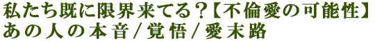 私たち既に限界来てる？【不倫愛の可能性】あの人の本音/覚悟/愛末路