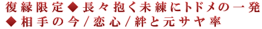 復縁限定◆長々抱く未練にトドメの一発◆相手の今/恋心/絆と元サヤ率