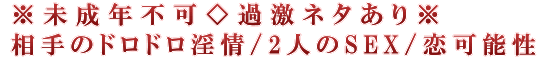 ※未成年不可◇過激ネタあり※相手のドロドロ淫情/2人のSEX/恋可能性