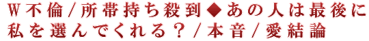 W不倫/所帯持ち殺到◆あの人は最後に私を選んでくれる？/本音/愛結論