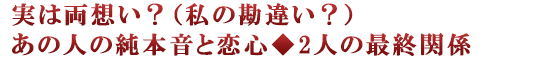 実は両想い？（私の勘違い？）あの人の純本音と恋心◆2人の最終関係